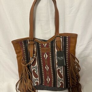 Myra Bag Mojave Paisley Fringed Tote Bag